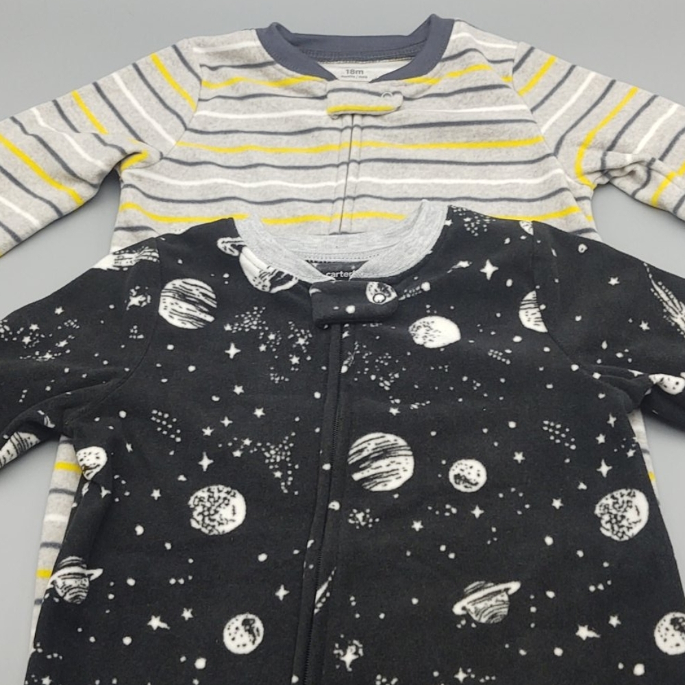 Lot (2) New Carter's Fleece Footed PJ's Sz. 18 mo.
